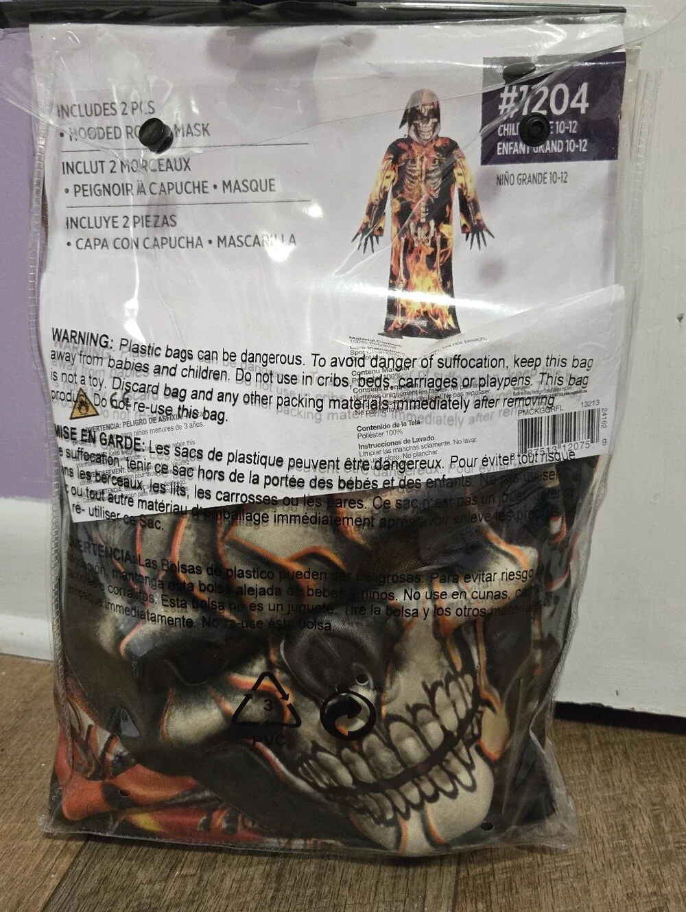 Fire Skeleton Kids Costume - Black & Orange